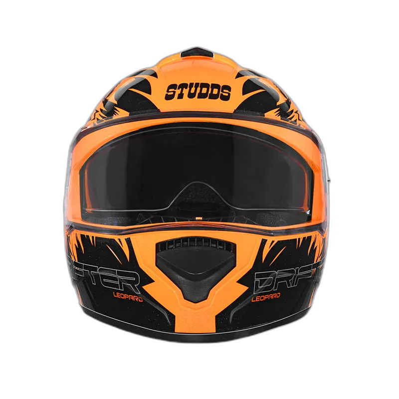 STUDDS Drifter D2 Orange N9 Black Full Face Helmet