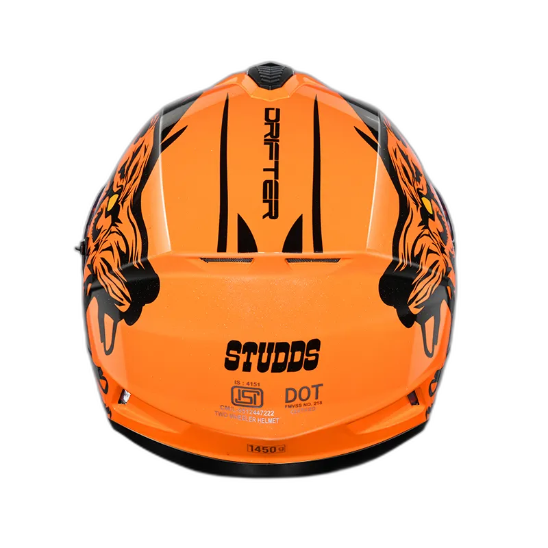 STUDDS Drifter D2 Orange N9 Black Full Face Helmet