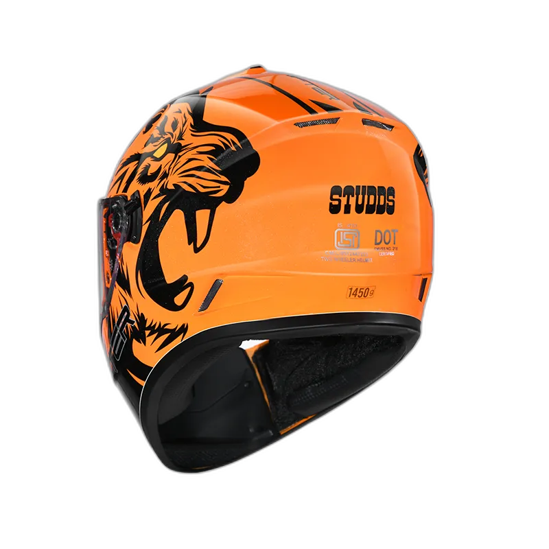 STUDDS Drifter D2 Orange N9 Black Full Face Helmet