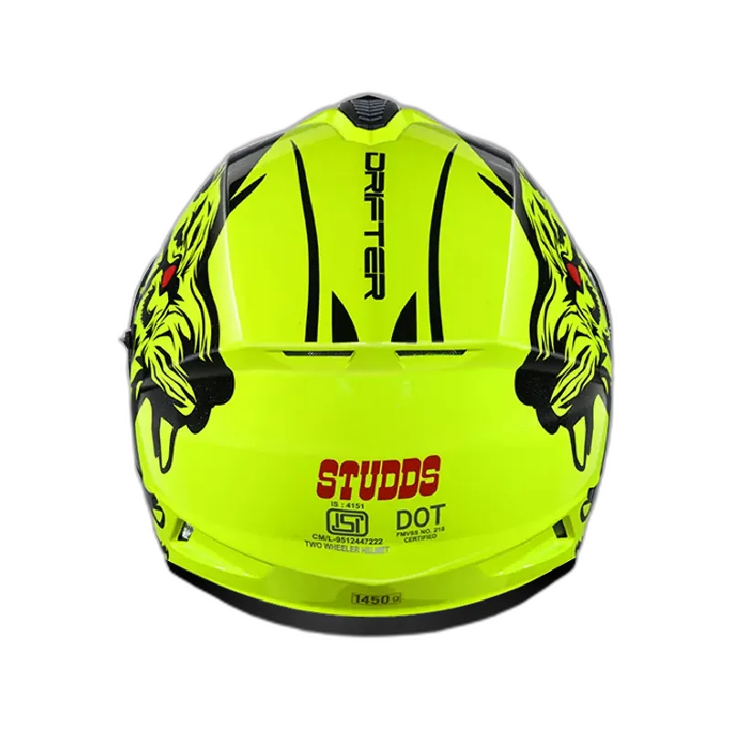 STUDDS Drifter D2 Spolier Yellow N Full Face Helmet