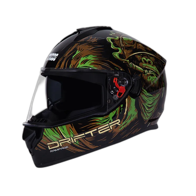 STUDDS Drifter D3 Black Green N3 Full Face Helmet