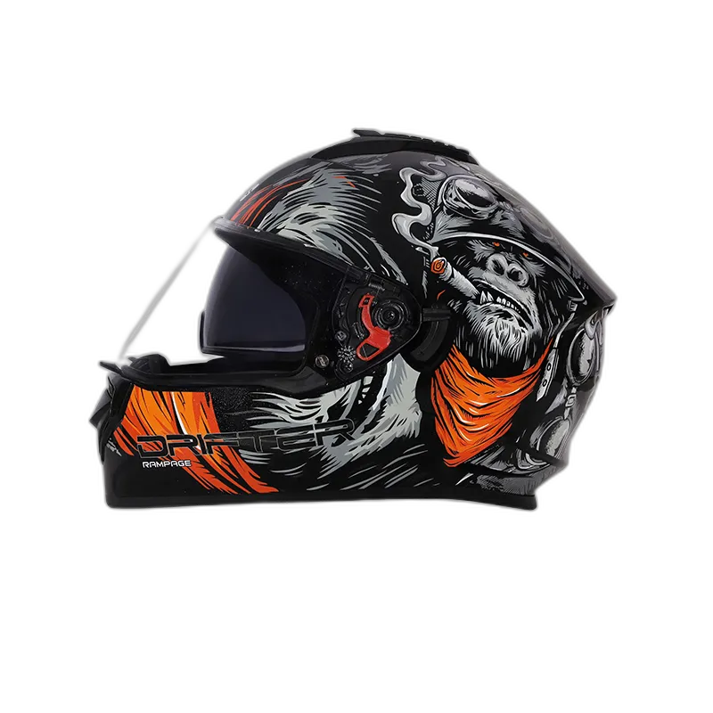 STUDDS Drifter D3 Black N10 Orange Full Face Helmet