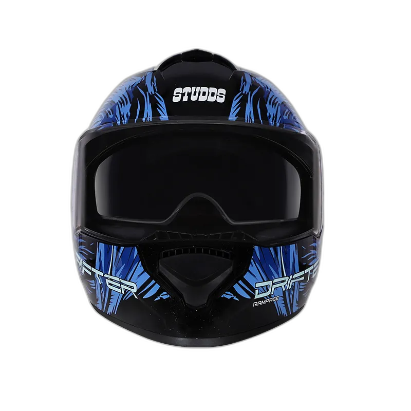 STUDDS Drifter D3 Black N1 Blue Full Face Helmet