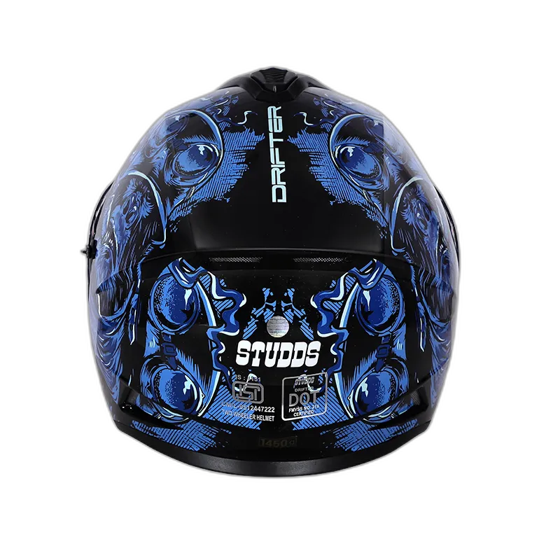 STUDDS Drifter D3 Black N1 Blue Full Face Helmet