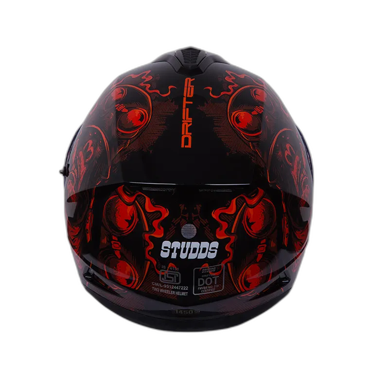 STUDDS Drifter D3 Black N2 Red Full Face Helmet