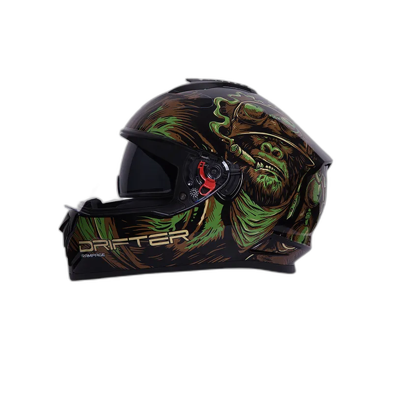 STUDDS Drifter D3 Black N3 Green Full Face Helmet