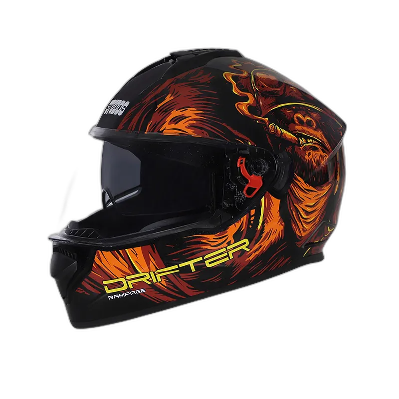 STUDDS Drifter D3 Black Red Orange Full Face Helmet