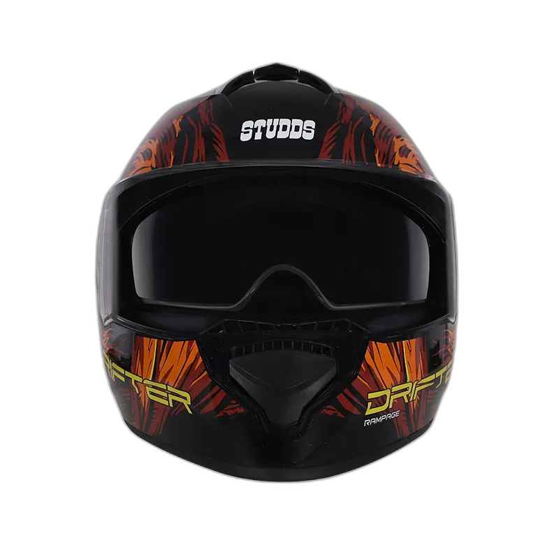 STUDDS Drifter D3 Black Red Orange Full Face Helmet
