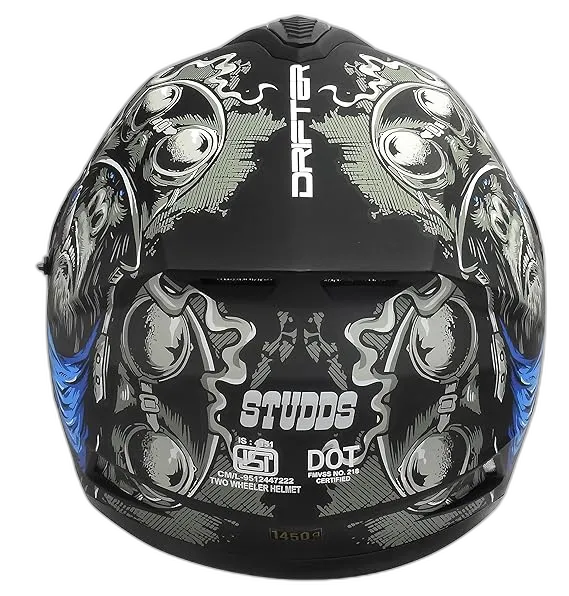STUDDS Drifter D3 Matt Black Grey N1 Full Face Helmet