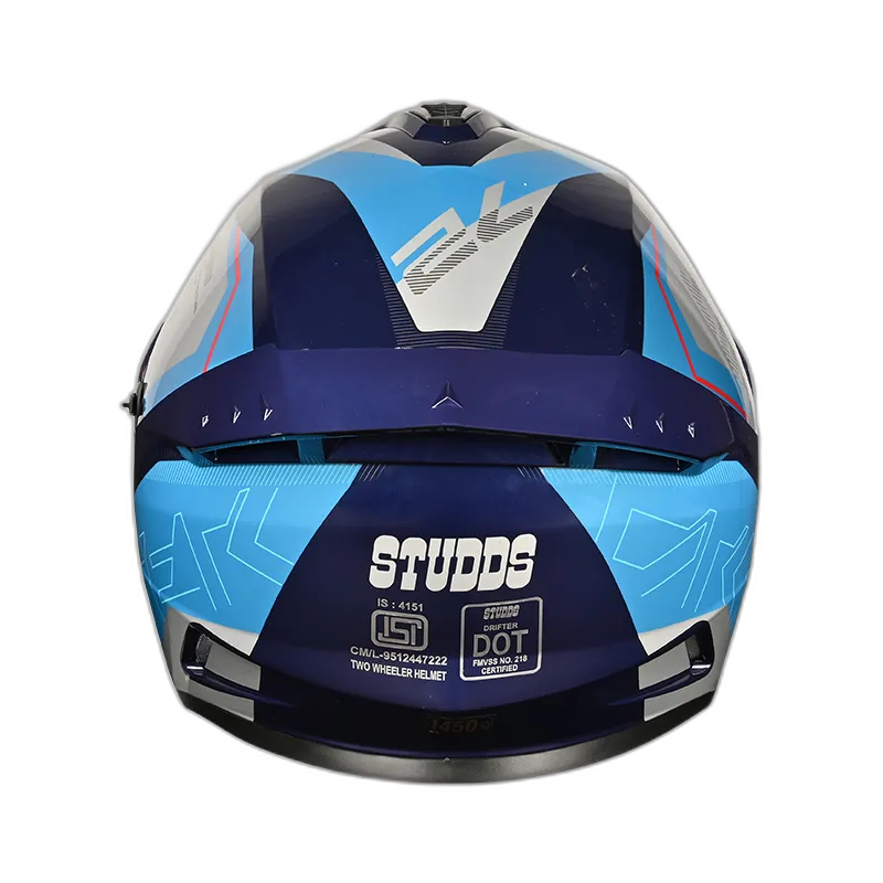 STUDDS Drifter D6 Rebellion Matt Blue Trqs N1 Full Face Helmet
