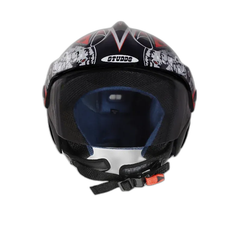 STUDDS Marshall Kids Black Red Half Face Helmet