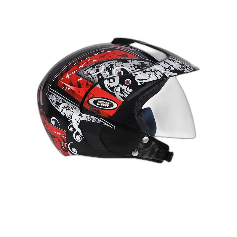 STUDDS Marshall Kids Black Red Half Face Helmet