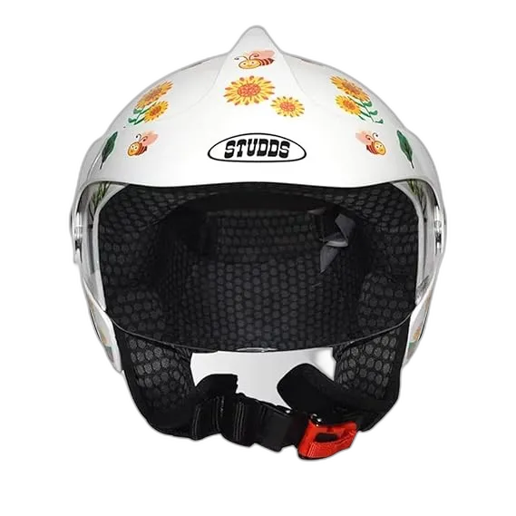 STUDDS Marshall Kids D3 White Half Face Helmet