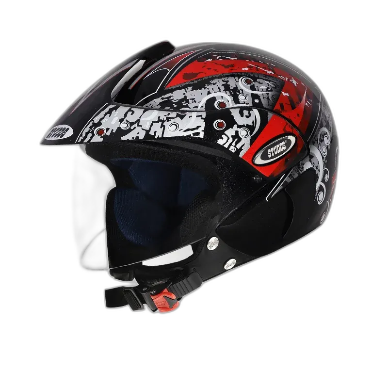 STUDDS Marshall Kids Red Black Half Face Helmet