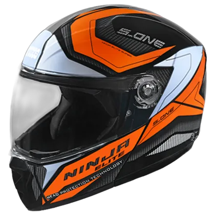 STUDDS Ninja Elite Super D4 Matt Dull Black N10 Orange Flip Up Helmet