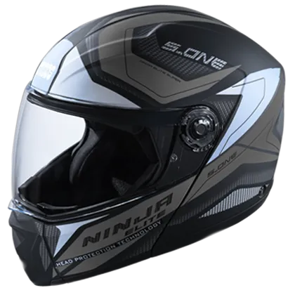 STUDDS Ninja Elite Super D4 Matt Dull Black N4 Grey Flip Up Helmet