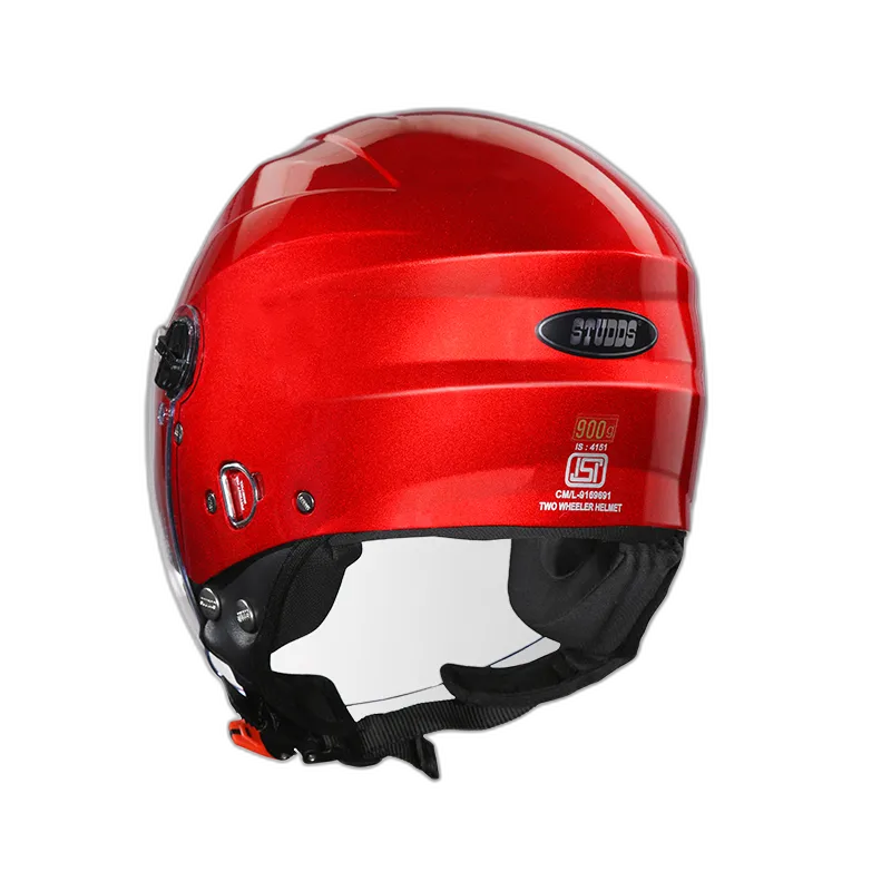 STUDDS Ray Super Cherry Red Half Face Helmet