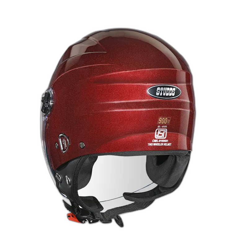 STUDDS Ray Super Wine Red Half Face Helmet