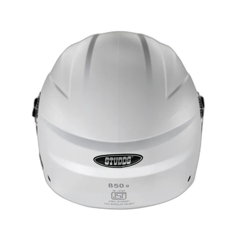STUDDS Ray White Half Face Helmet