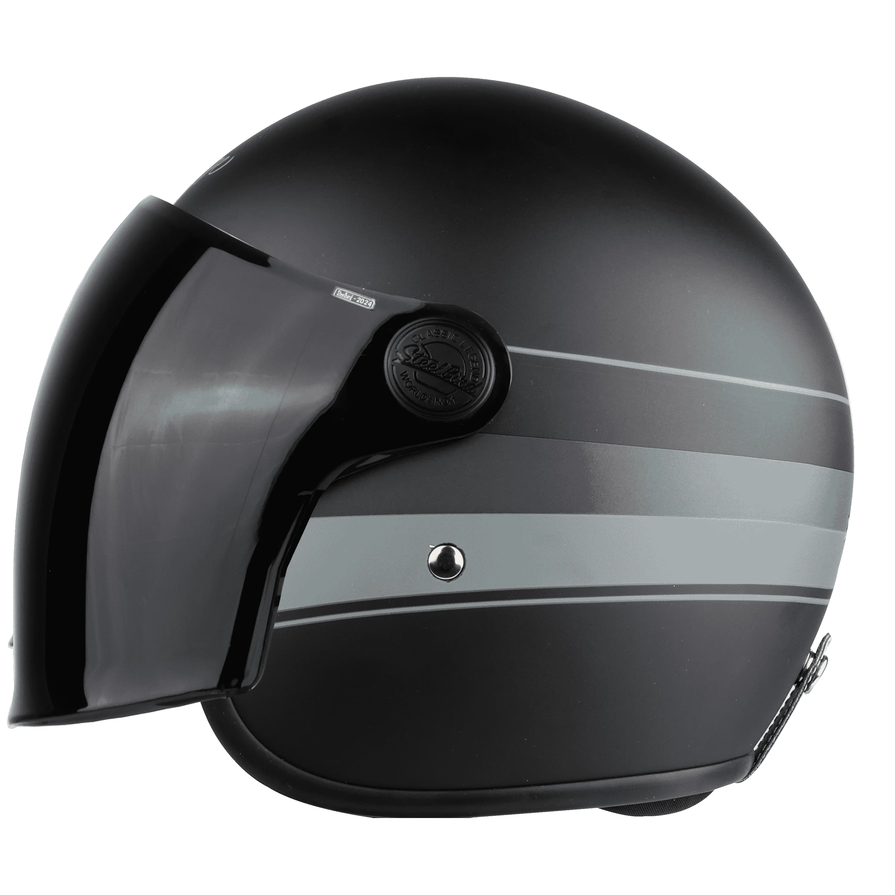 Steelbird Sbh 56 Vintage S1 Matt Black Grey Half Face Helmet