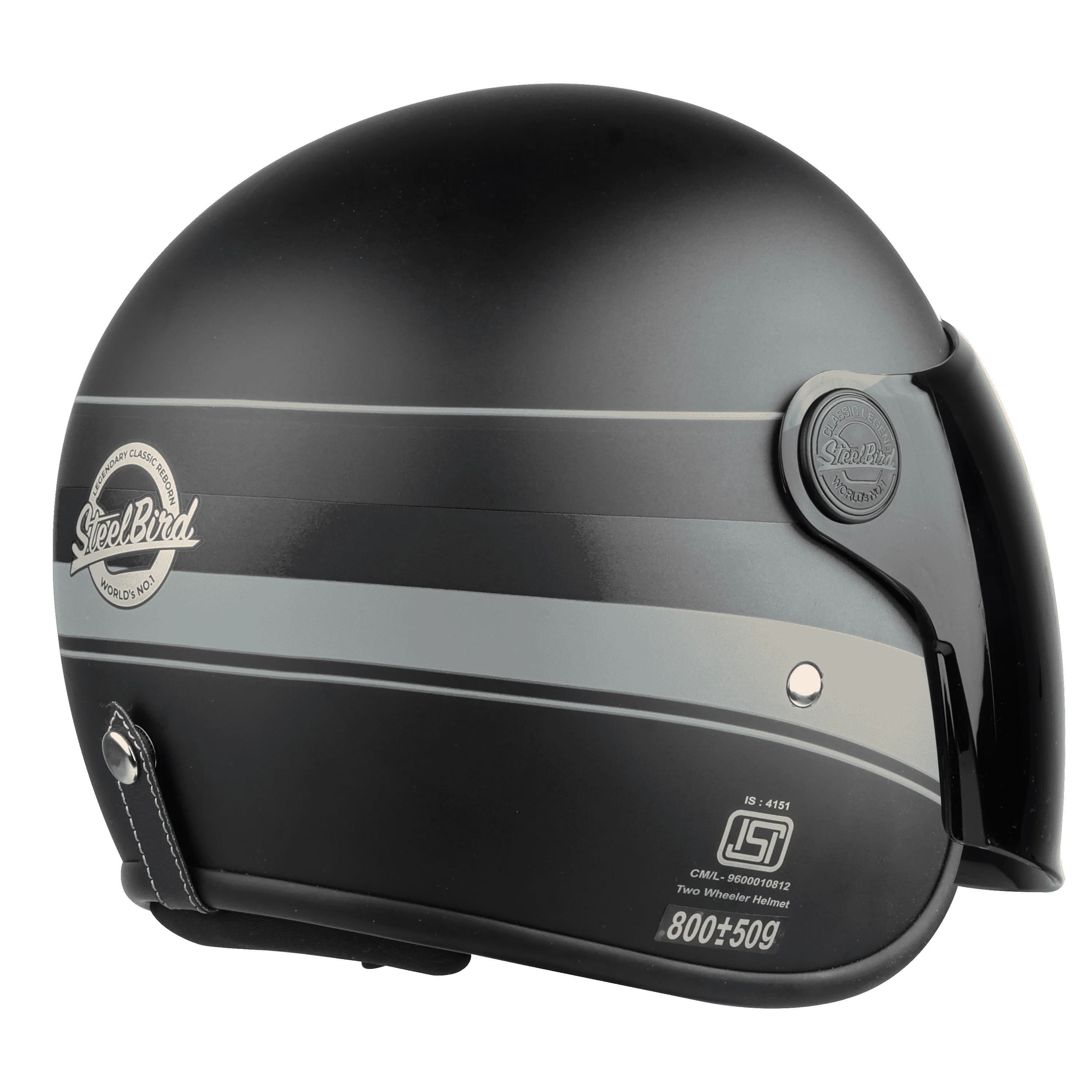 Steelbird Sbh 56 Vintage S1 Matt Black Grey Half Face Helmet