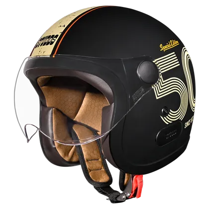 STUDDS Jet 50 With Short Black N5 Half Face Helmet