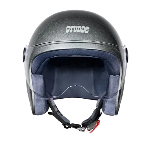 STUDDS Jet With Short Gun Grey Lg Half Face Helmet
