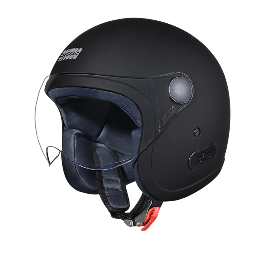 Studds Jet With Short Matt Black Half Face Helmet