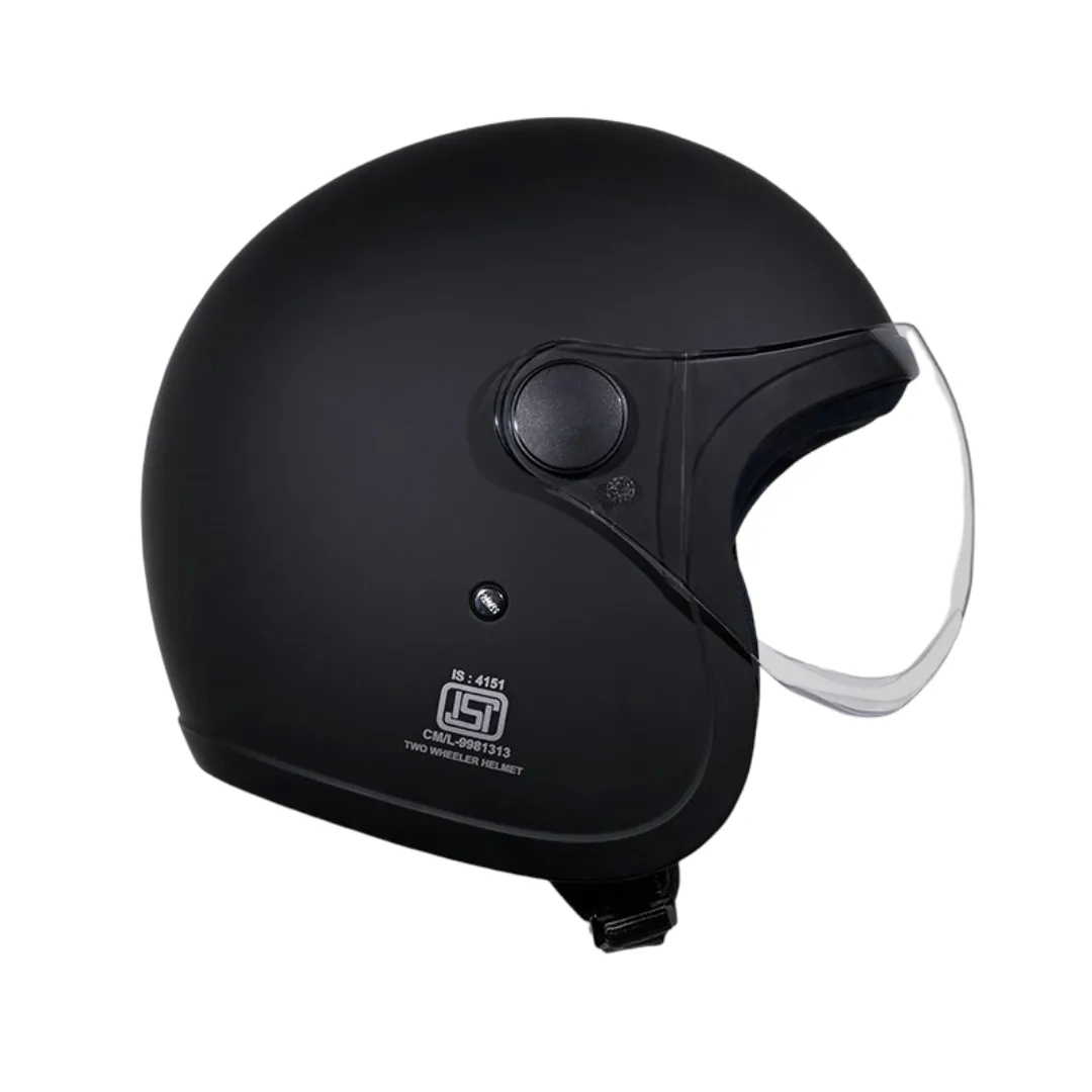 Studds Jet With Short Matt Black Half Face Helmet