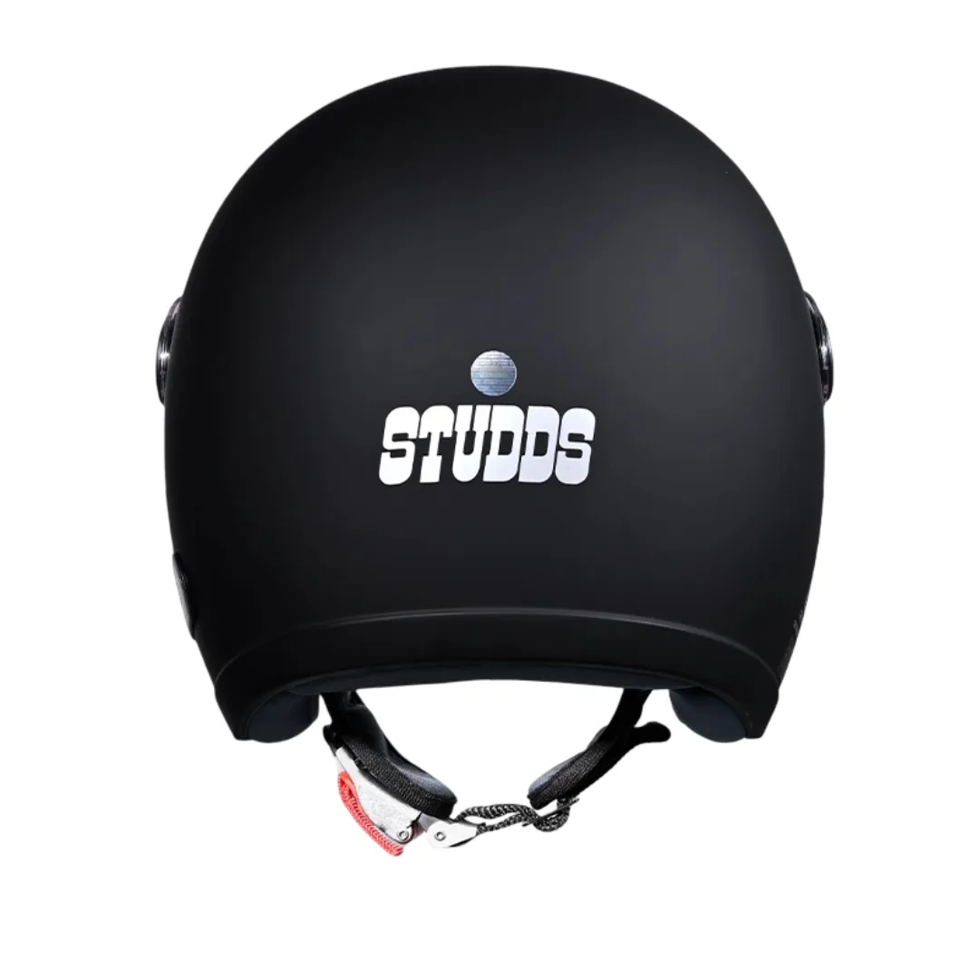 Studds Jet With Short Matt Black Half Face Helmet