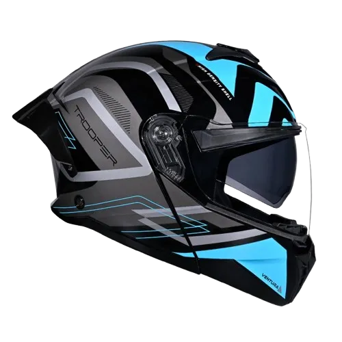 Studds Trooper D3 Black N1 Blue Full Face Helmet