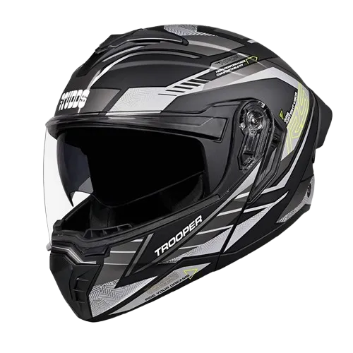 Studds Trooper D4 Matt Black Yellow N4 Flip Up Helmet