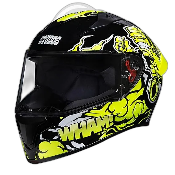 STUDDS Thunder D10 Black N5 Neon Yellow Full Face Helmet