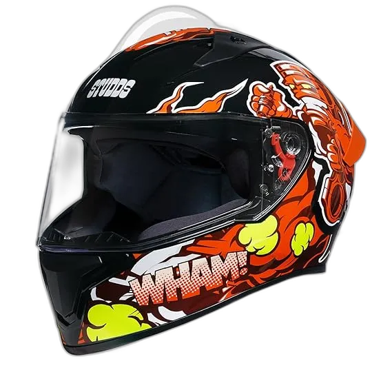 STUDDS Thunder D10 Black Orange N10 Full Face Helmet