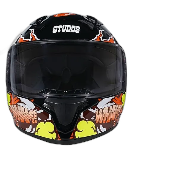 STUDDS Thunder D10 Black Orange N10 Full Face Helmet