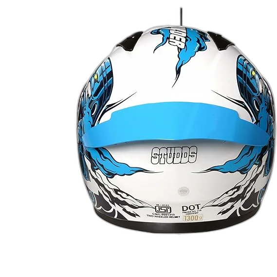 STUDDS Thunder D10 White N1 Blue Full Face Helmet