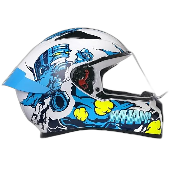 STUDDS Thunder D10 White N1 Blue Full Face Helmet