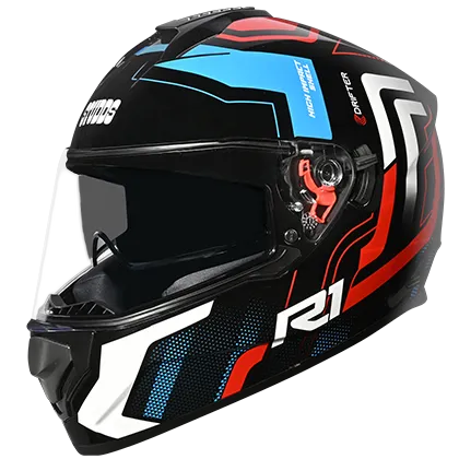 STUDDS Thunder D1 Light Volt Black Red N1 Full Face Helmet
