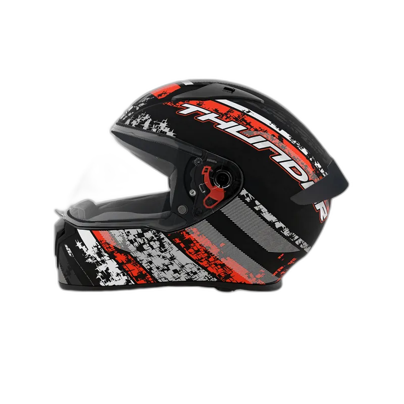 STUDDS Thunder D1 Matt Black N2 Red Full Face Helmet