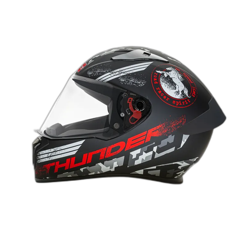 STUDDS Thunder D2 Matt Black N2 Red Full Face Helmet