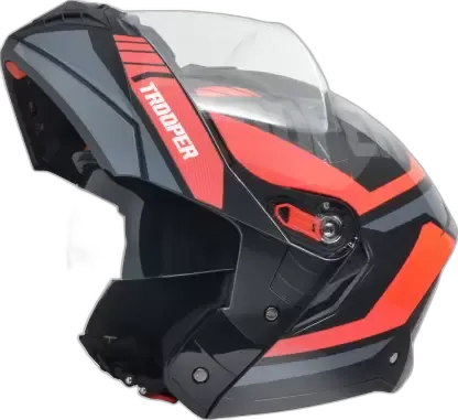 STUDDS Trooper D1 Black N8 Fu Flip Up Helmet