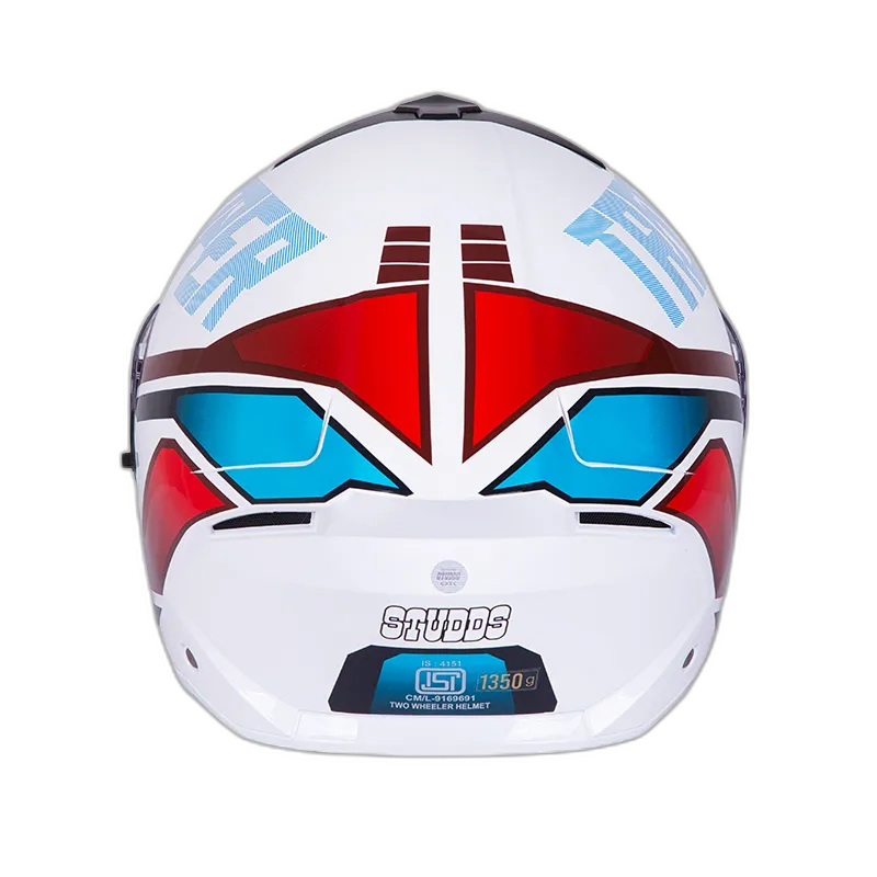 STUDDS Trooper D1 Wt Red N Flip Up Helmet