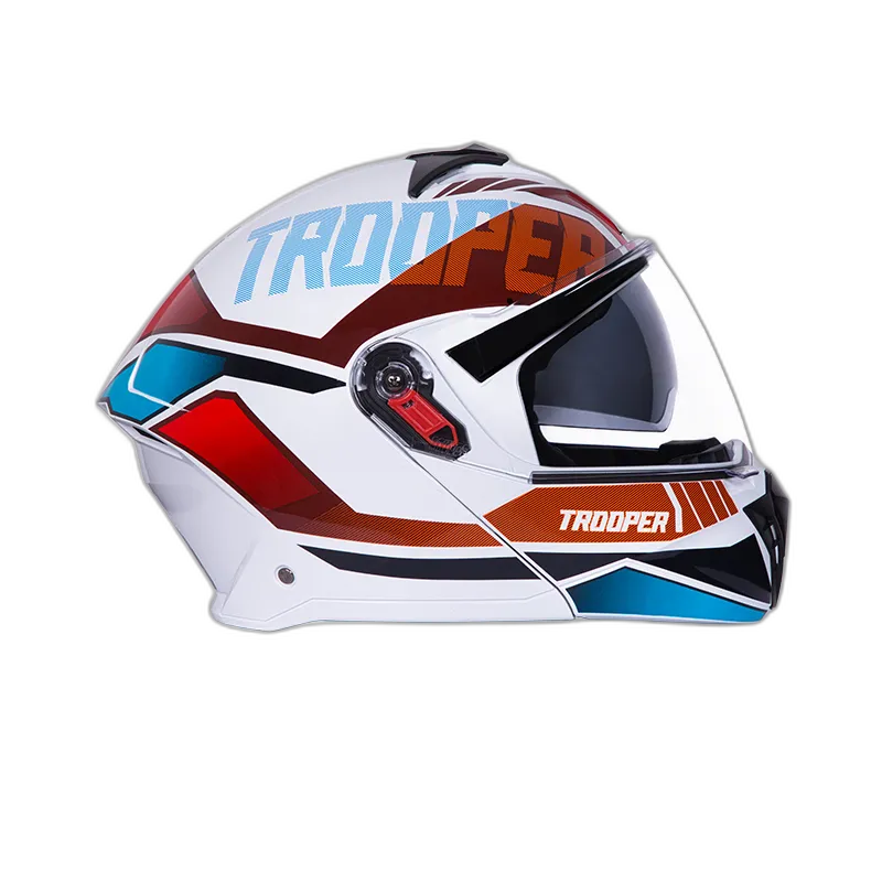 STUDDS Trooper D1 Wt Red N Flip Up Helmet