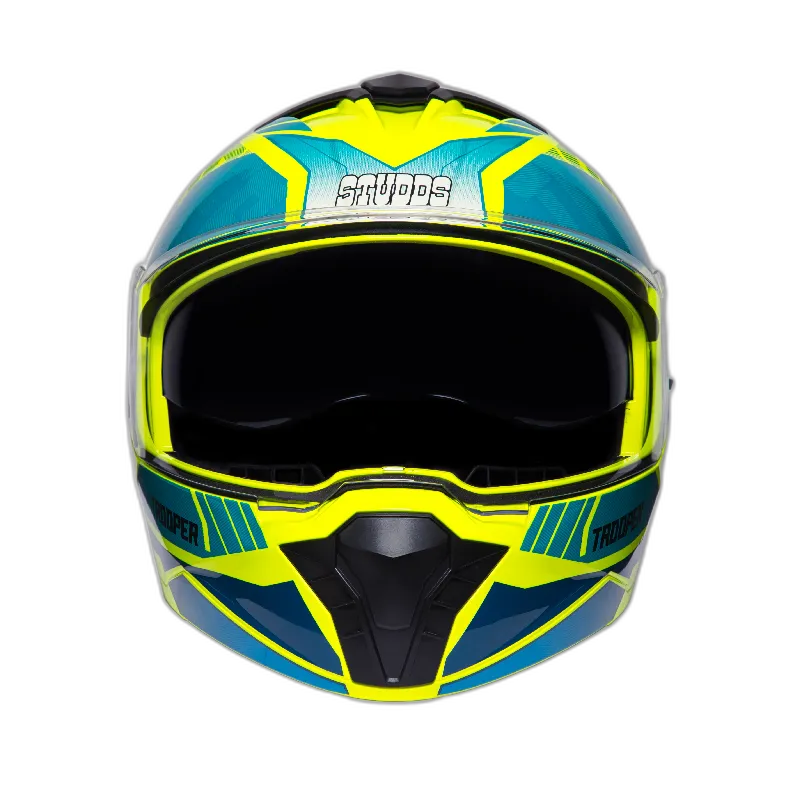 STUDDS Trooper D1 Yellow N Flip Up Helmet