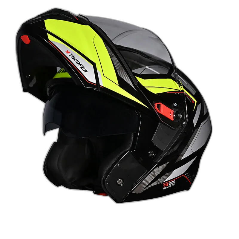 STUDDS Trooper D2 Black Fluorescnt Ylw N Flip Up Helmet