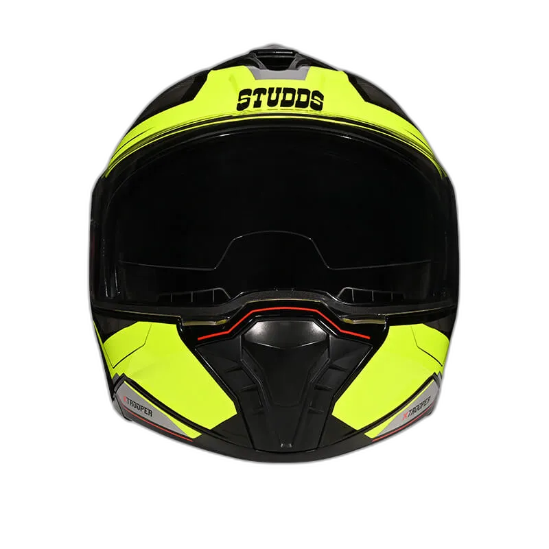 STUDDS Trooper D2 Black Fluorescnt Ylw N Flip Up Helmet