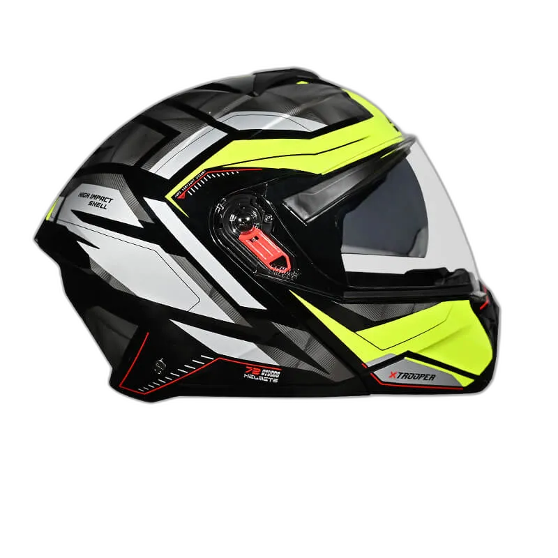 STUDDS Trooper D2 Black Fluorescnt Ylw N Flip Up Helmet