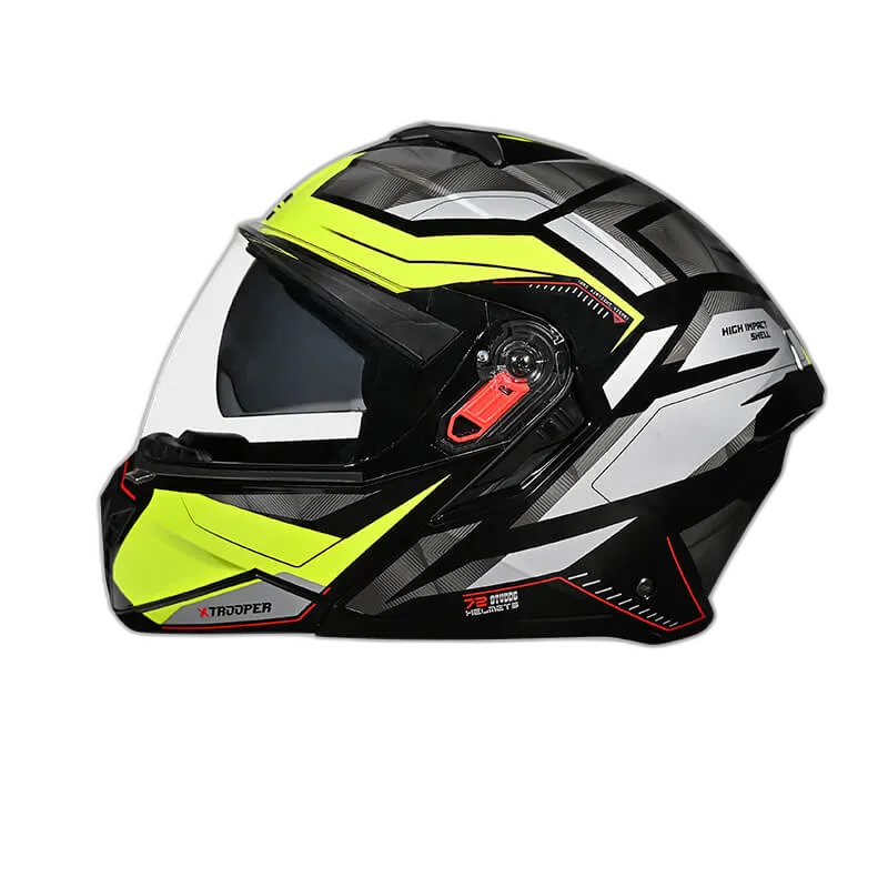 STUDDS Trooper D2 Black Fluorescnt Ylw N Flip Up Helmet