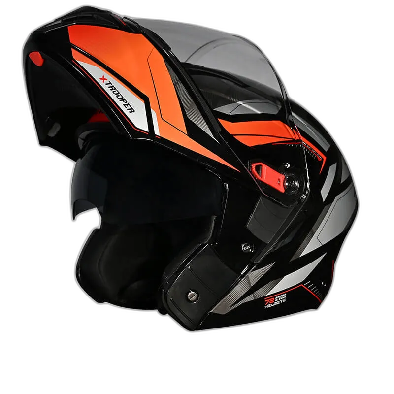 STUDDS Trooper D2 Black N10 Orange Flip Up Helmet