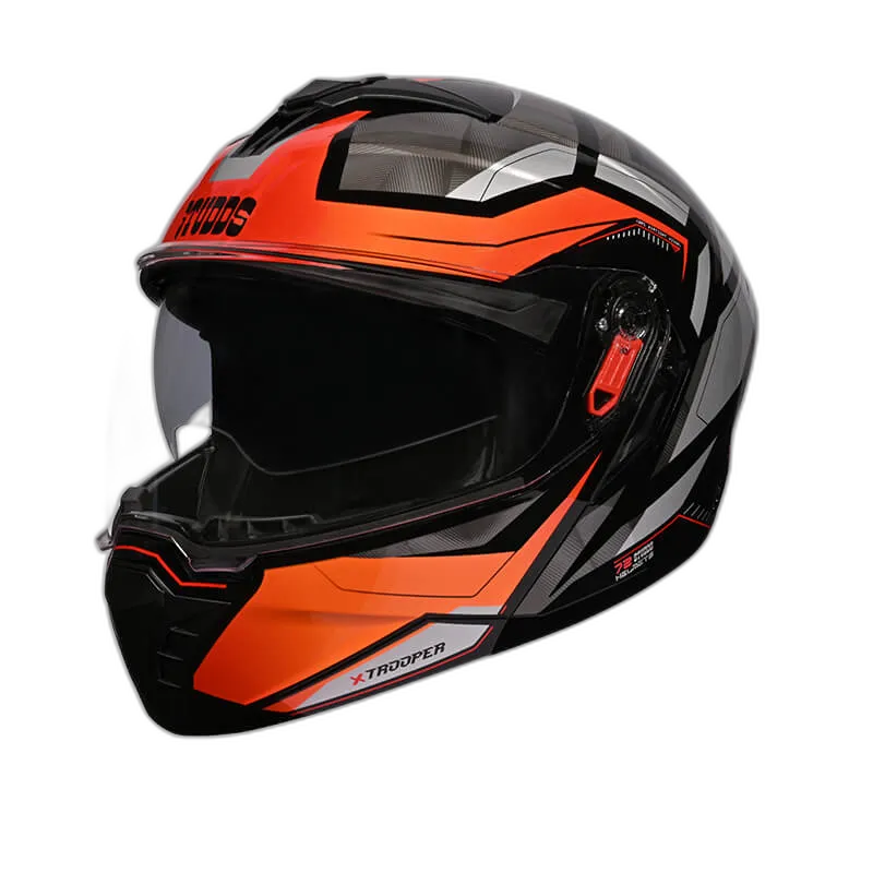 STUDDS Trooper D2 Black N10 Orange Flip Up Helmet